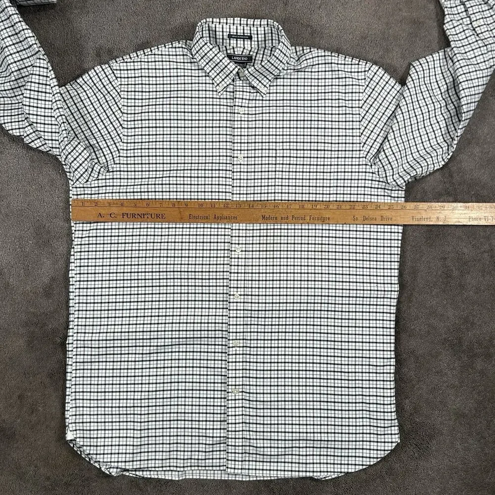 Land's End XL Tall Traditional Fit‎ Crisp Plaid Supima Cotton Button Down Shirt
